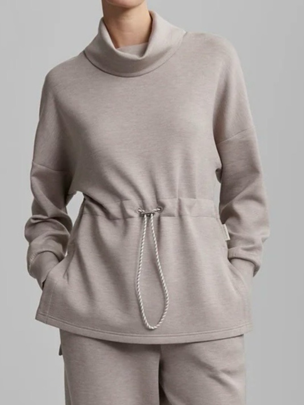 Varley Freya DoubleSoft Cinch Waist Sweatshirt M Taupe Athleisure - Picture 2 of 12
